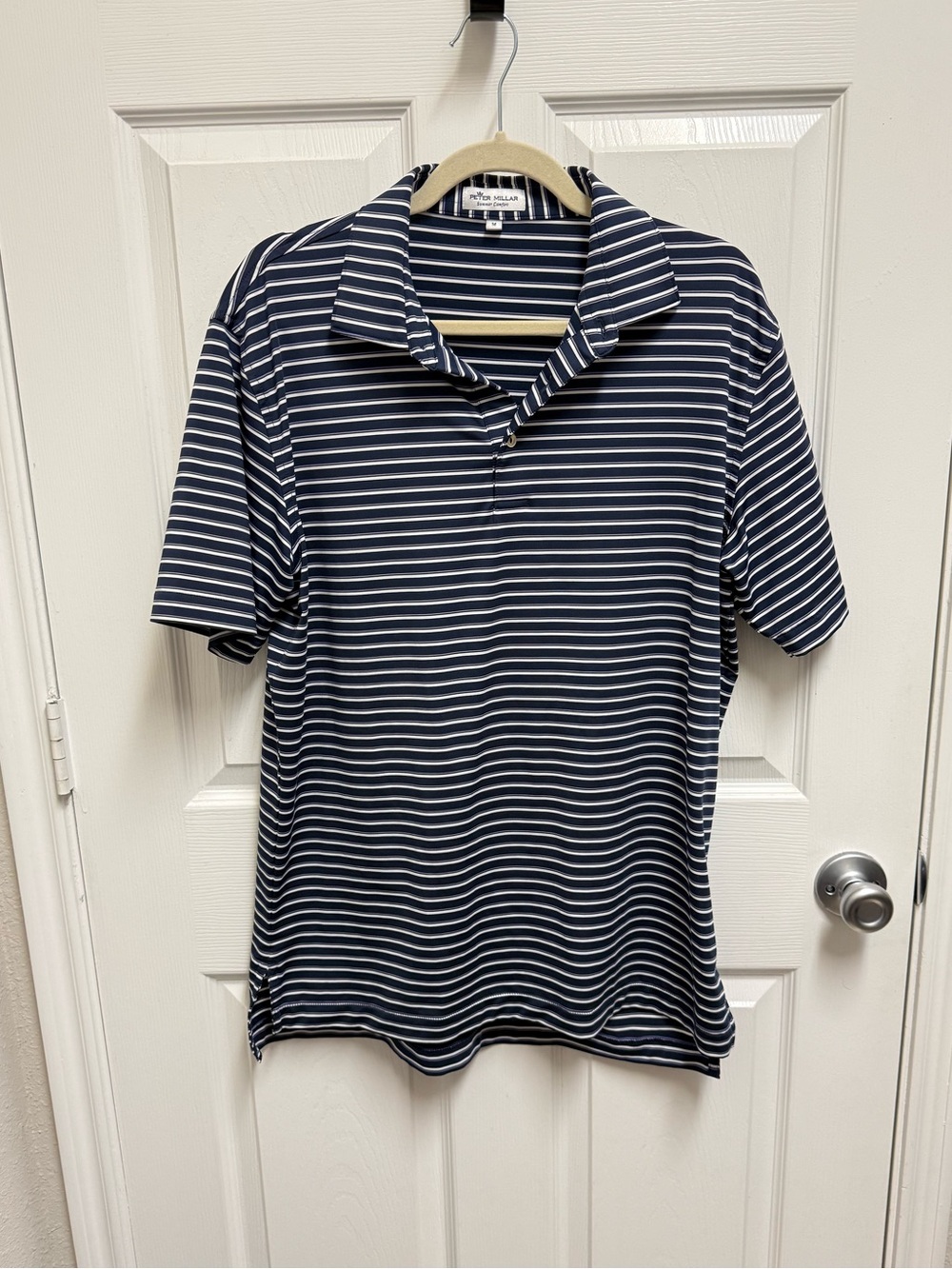 Peter Millar Navy & White Striped Summer Comfort Polo